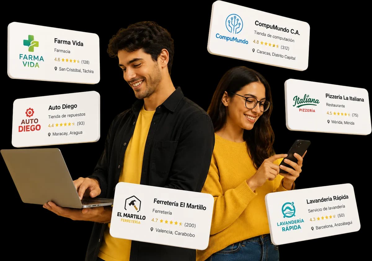 Personas usando PaginAmarilla.App para encontrar negocios